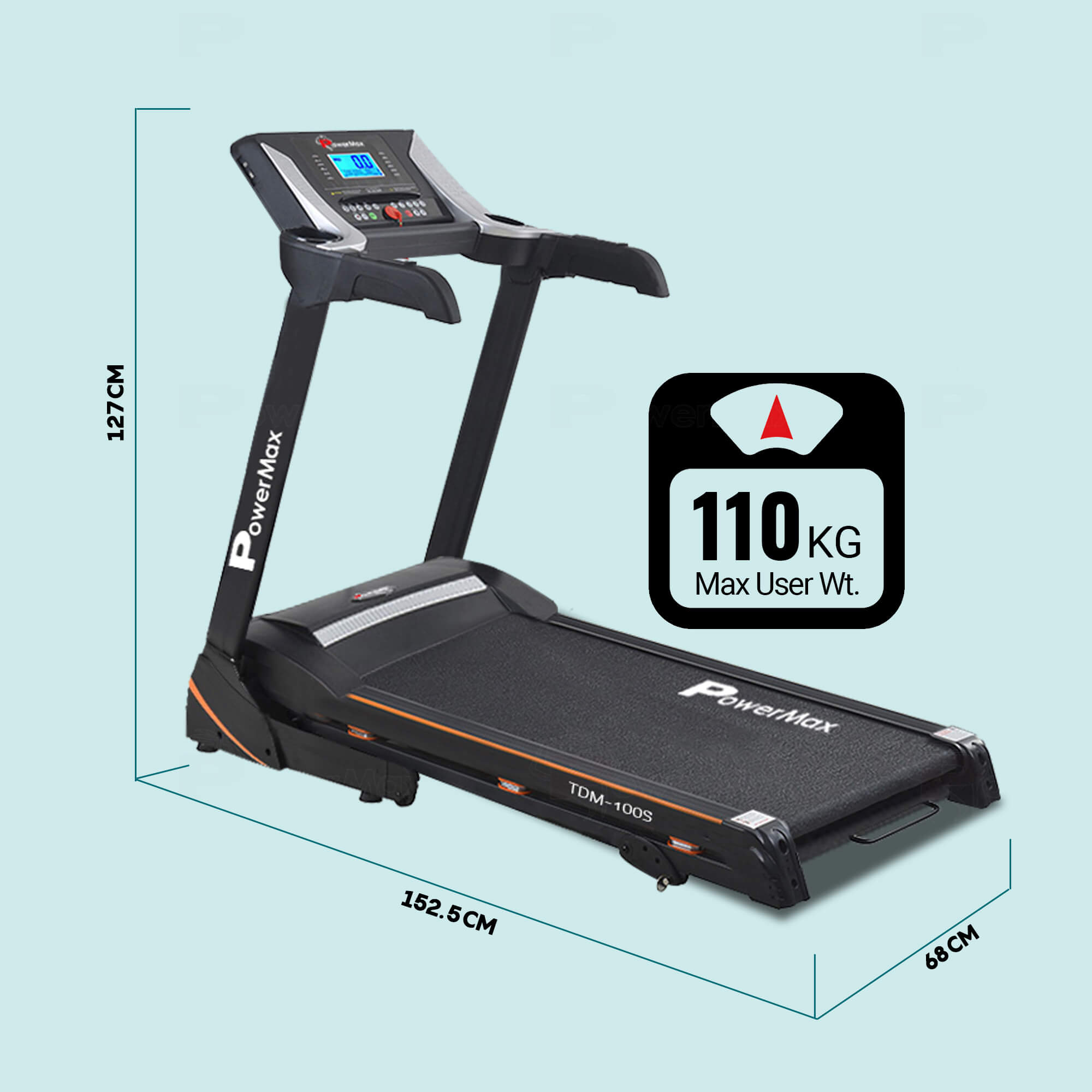 Powermax Fitness TDM-100S (1.5HP) Motorized Treadmill with Jumping Wheel & Auto Lubrication