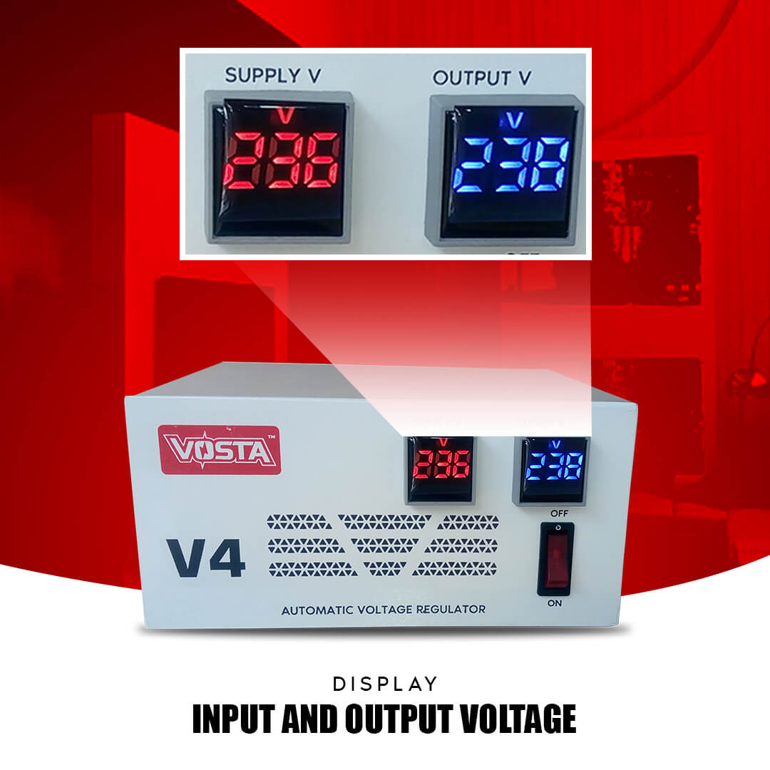 Vosta V4 Digital Stabilizer - Input: 180~270 VAC & Output: 220 VAC (±9%)