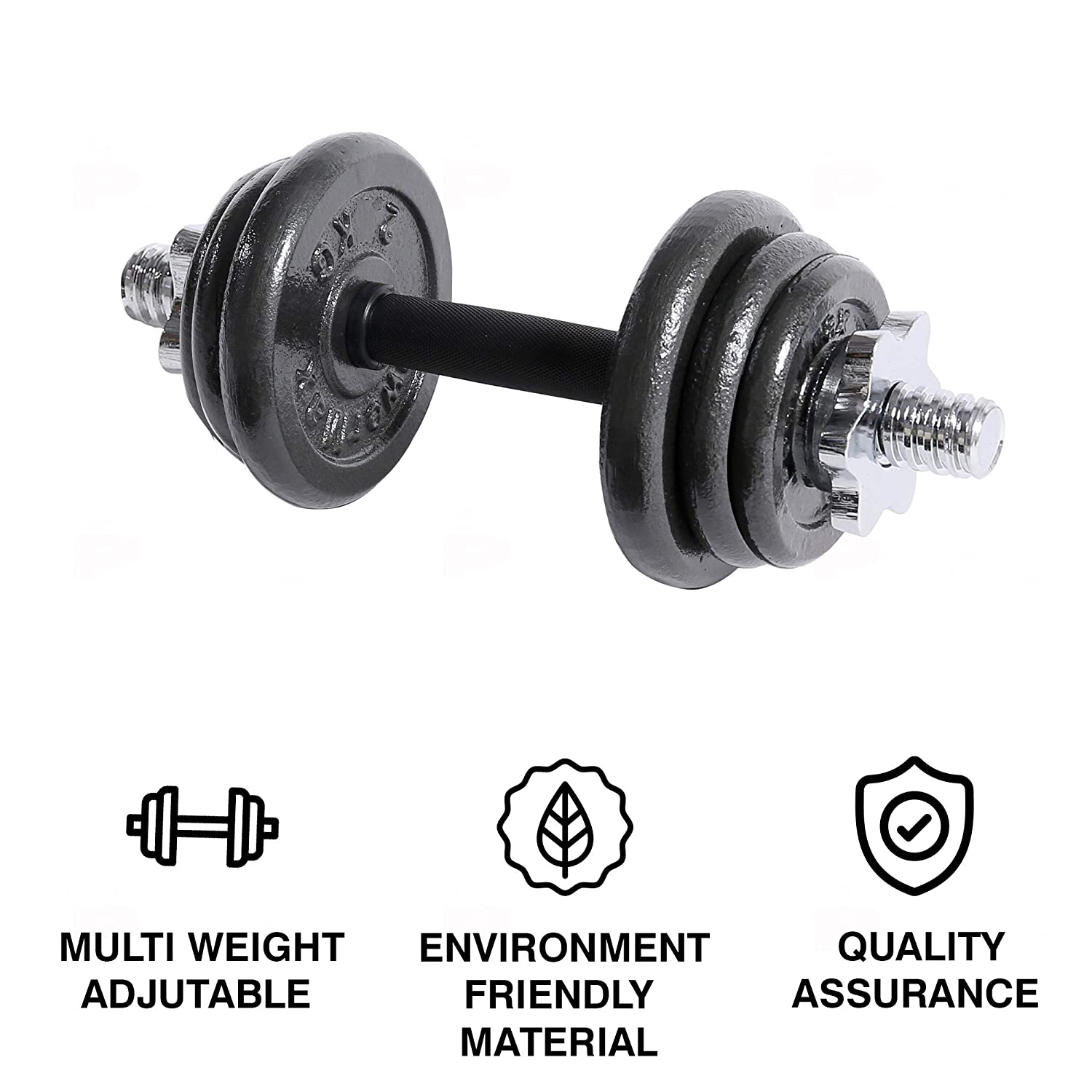 PowerMax Fitness PDS-10KG Dumbbell Set with Non-Slip Grip for Home Use