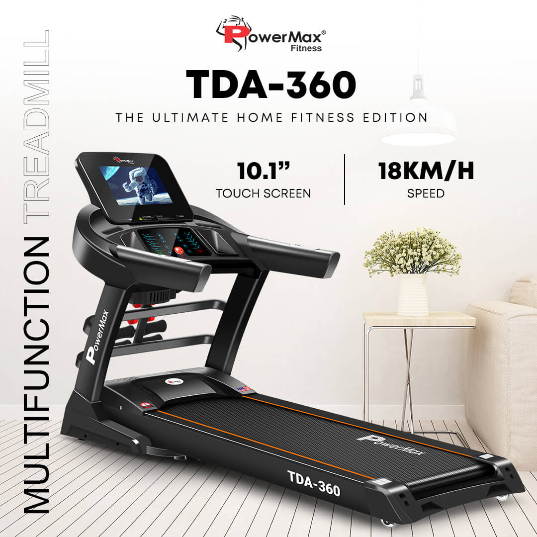 PowerMax Fitness New TDA-360 10.1inch HD Display Motorized Treadmill with Auto Incline