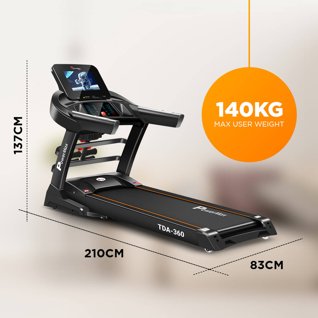 PowerMax Fitness New TDA-360 10.1inch HD Display Motorized Treadmill with Auto Incline