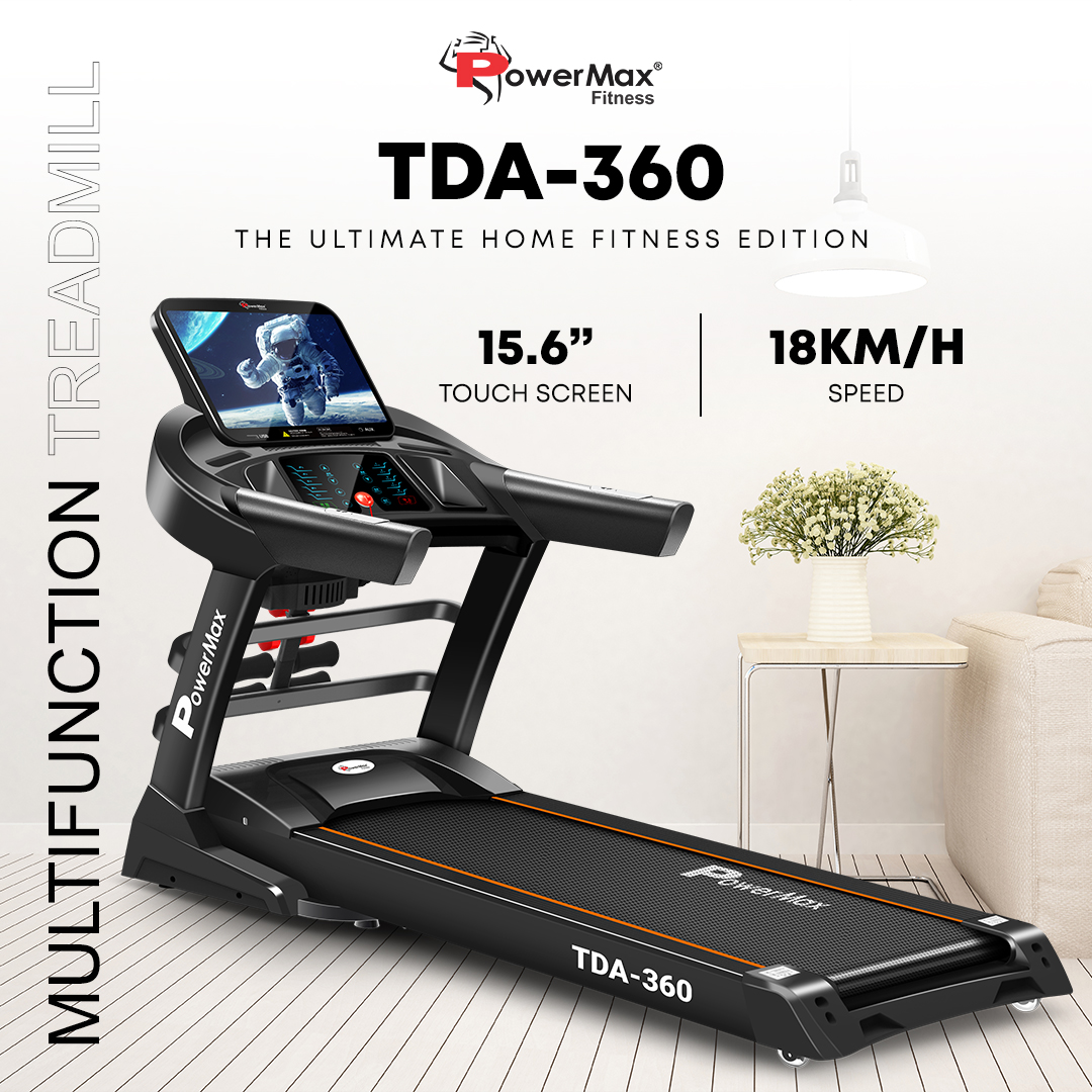 PowerMax Fitness New TDA-360 15.6inch HD Display Motorized Treadmill with Auto Incline