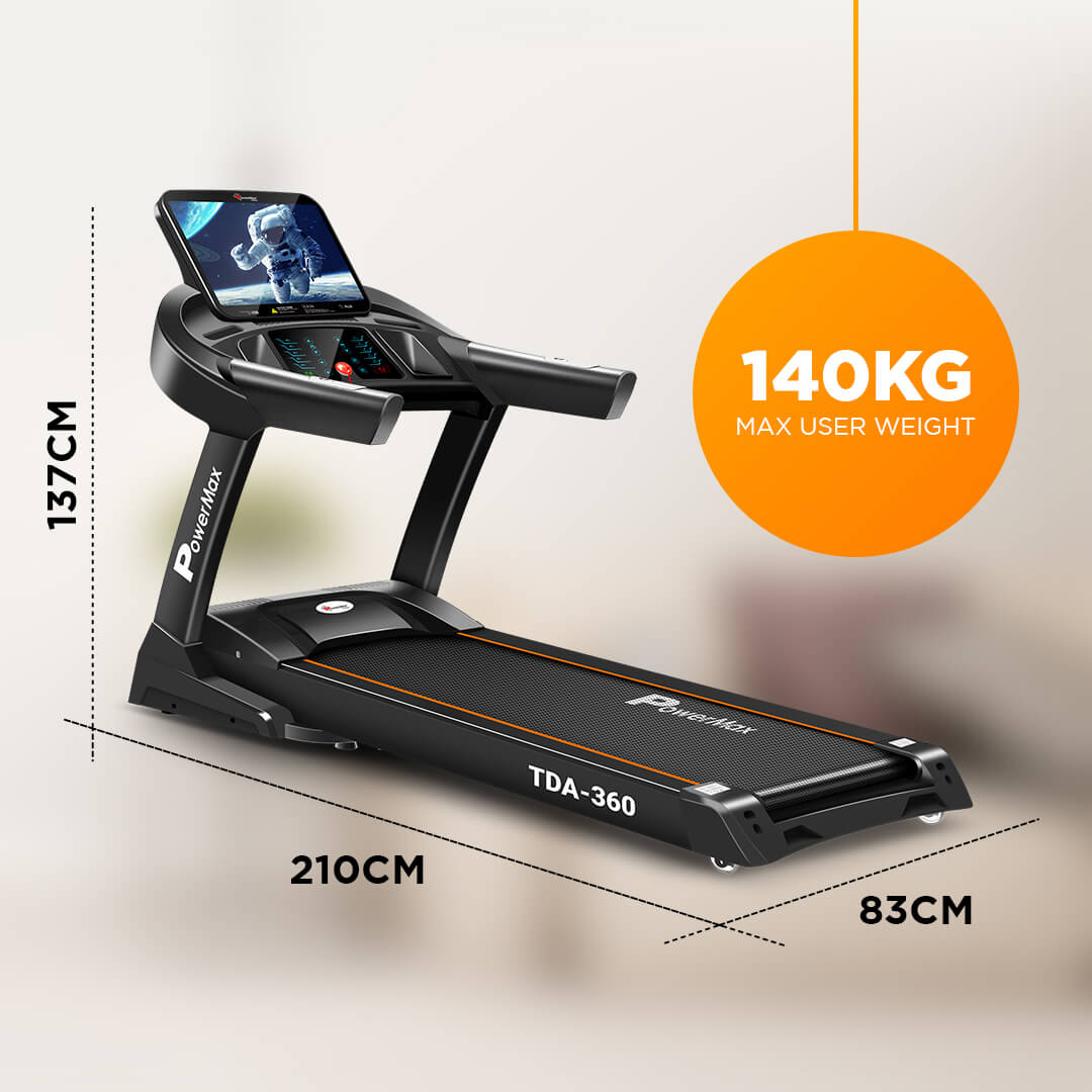 PowerMax Fitness New TDA-360 15.6inch HD Display Motorized Treadmill with Auto Incline