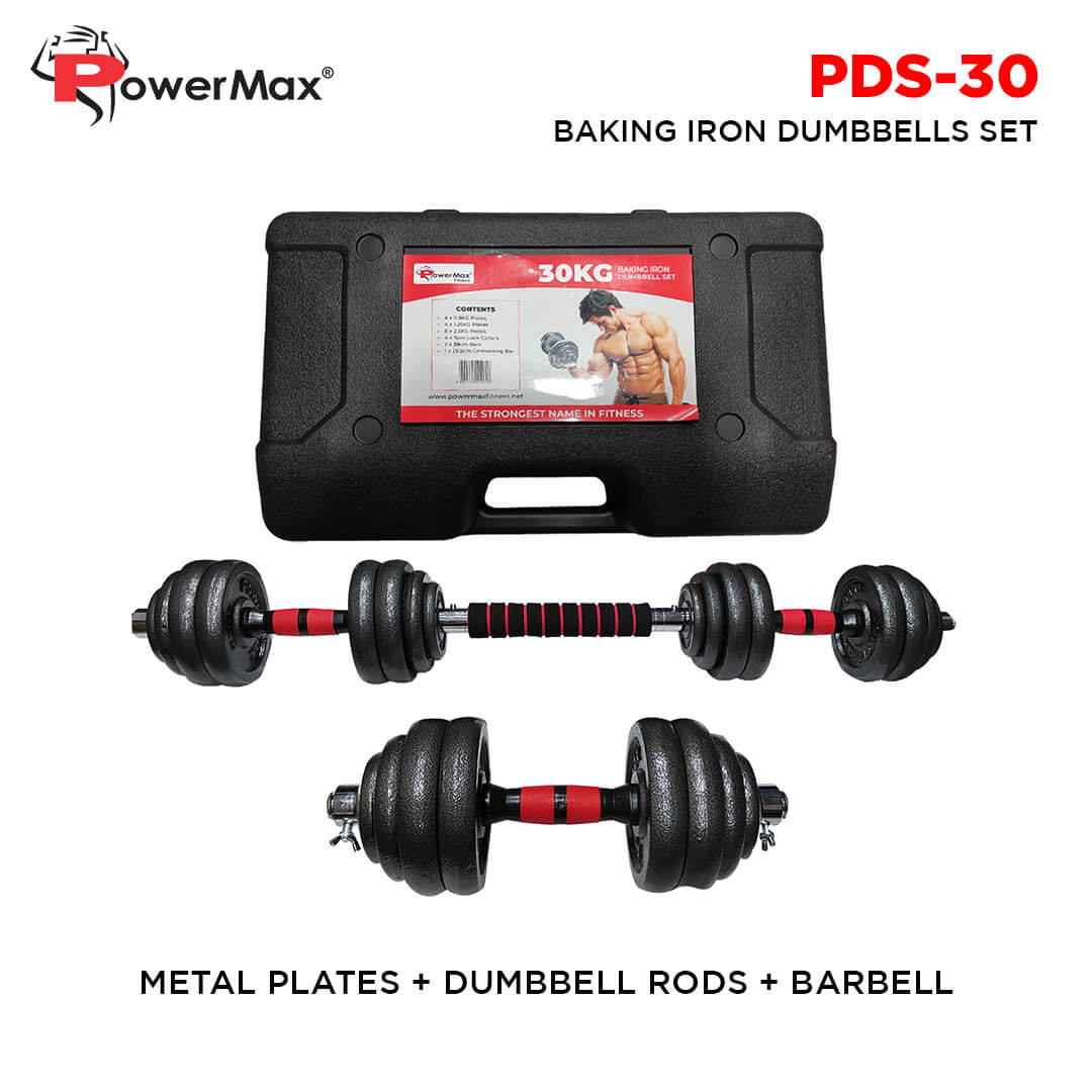 PowerMax Fitness New PDS-30 Baking Iron Dumbbells Set
