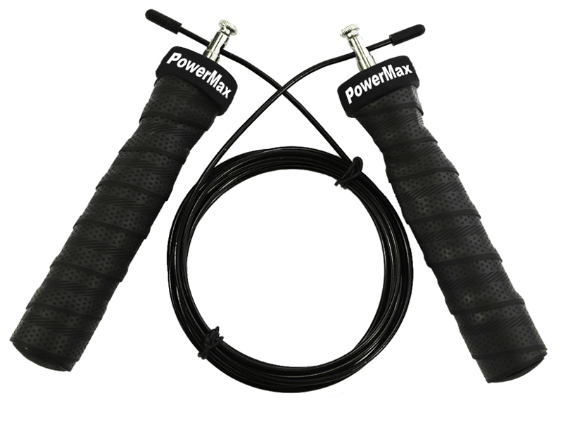 JS-3 (Black) Exercise Speed Jump Rope With Adjustable Cable