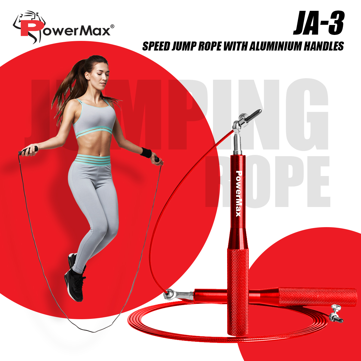  JA-3 (Red) Exercise Speed Jump Rope With Adjustable Cable