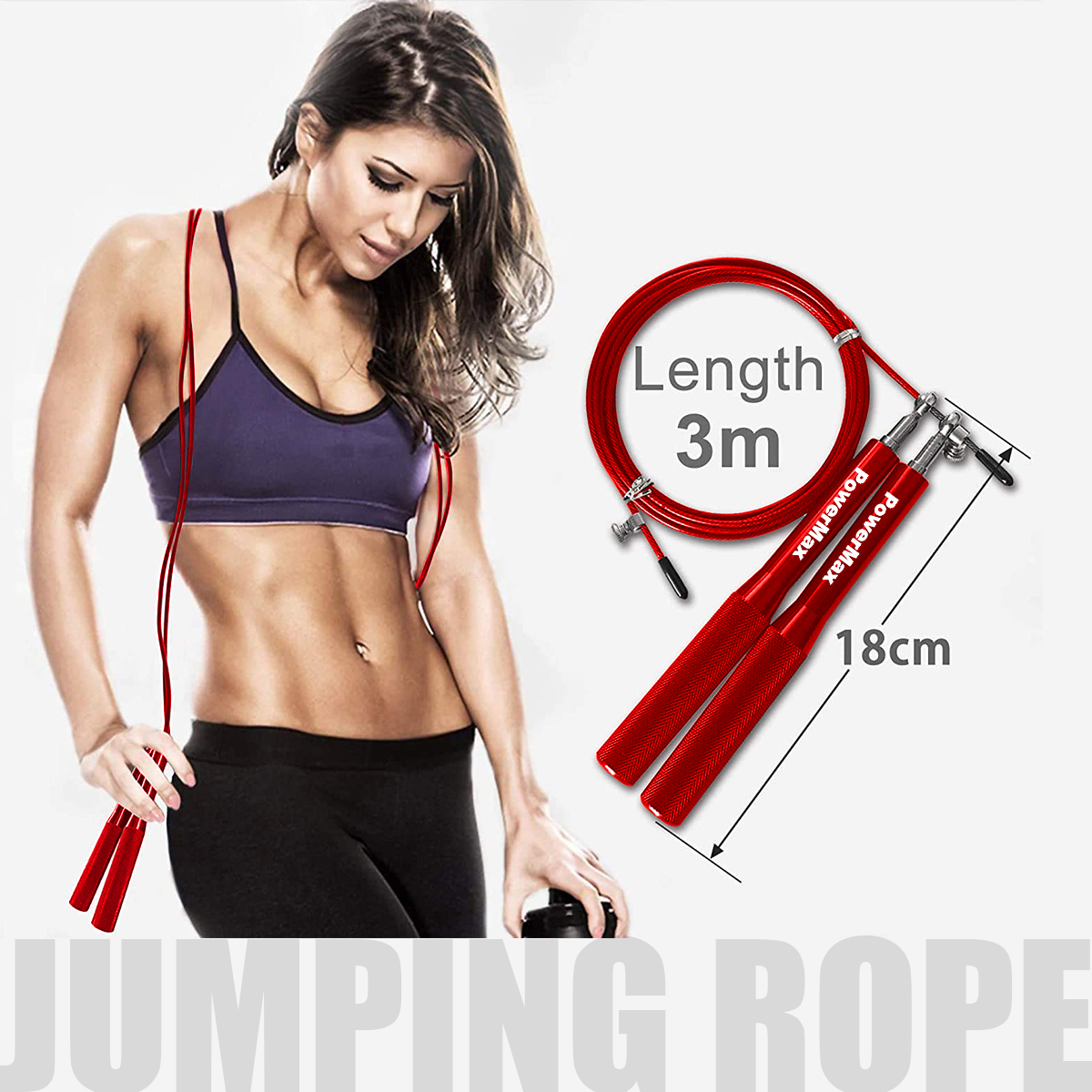  JA-3 (Red) Exercise Speed Jump Rope With Adjustable Cable