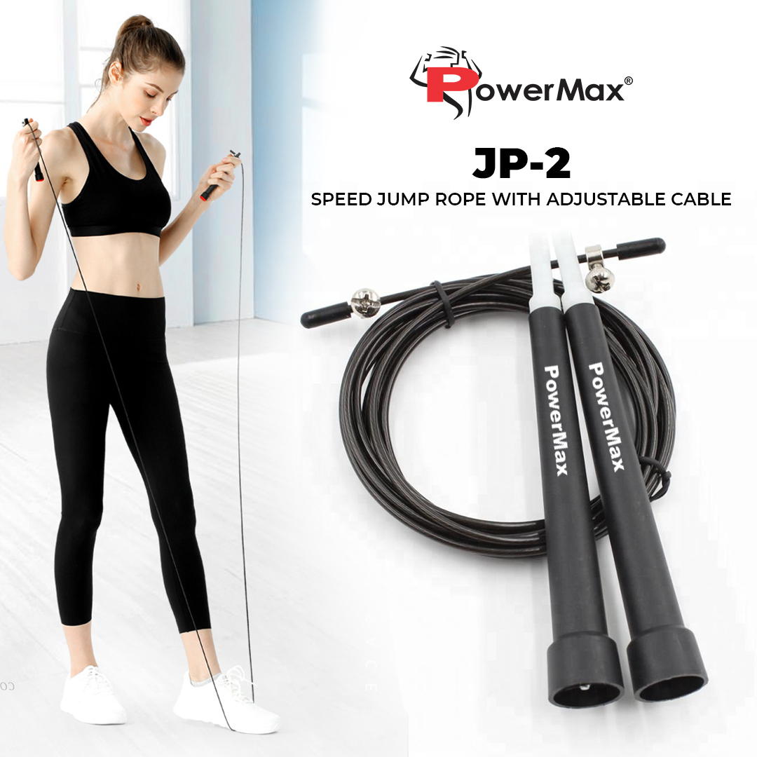 JP-2 (Black)  Exercise Speed Jump Rope With Adjustable Cable