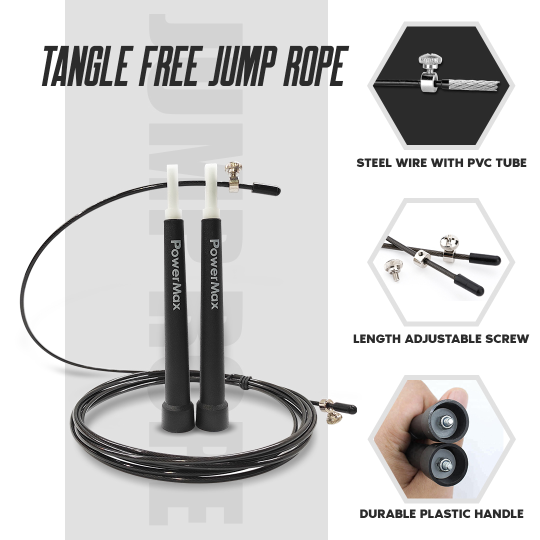 JP-2 (Black)  Exercise Speed Jump Rope With Adjustable Cable