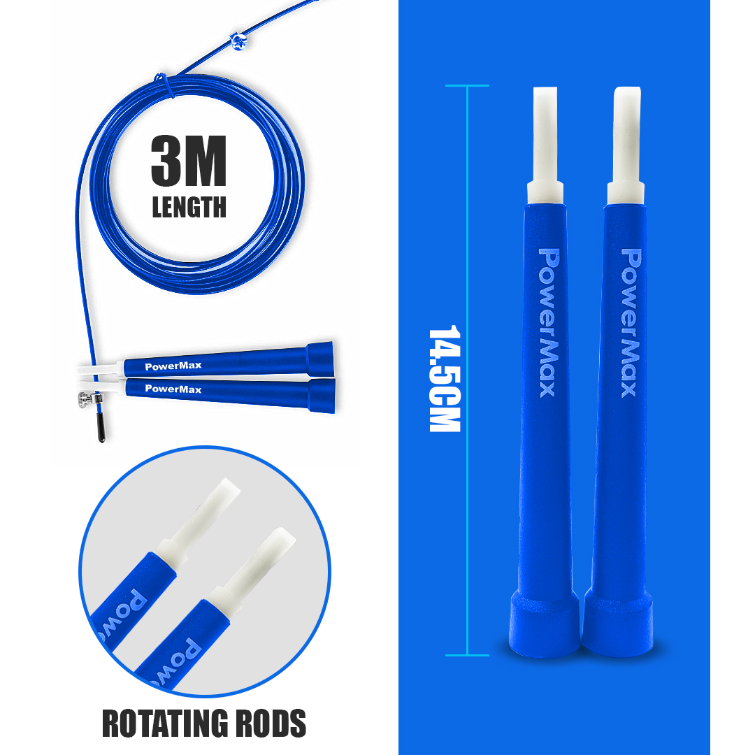 JP-2 (Blue) Exercise Speed Jump Rope With Adjustable Cable