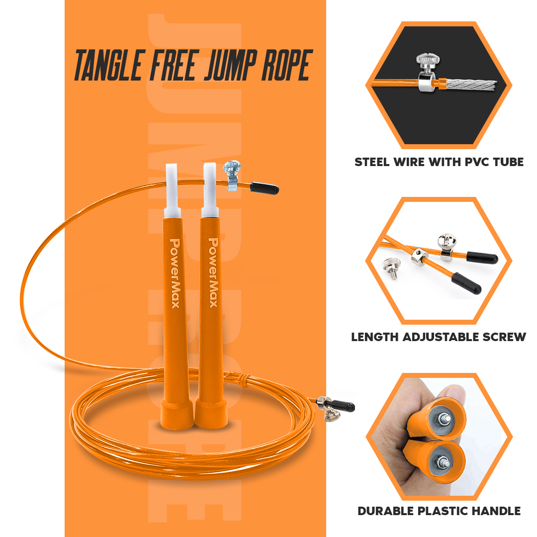 JP-2 (Orange)  Exercise Speed Jump Rope With Adjustable Cable