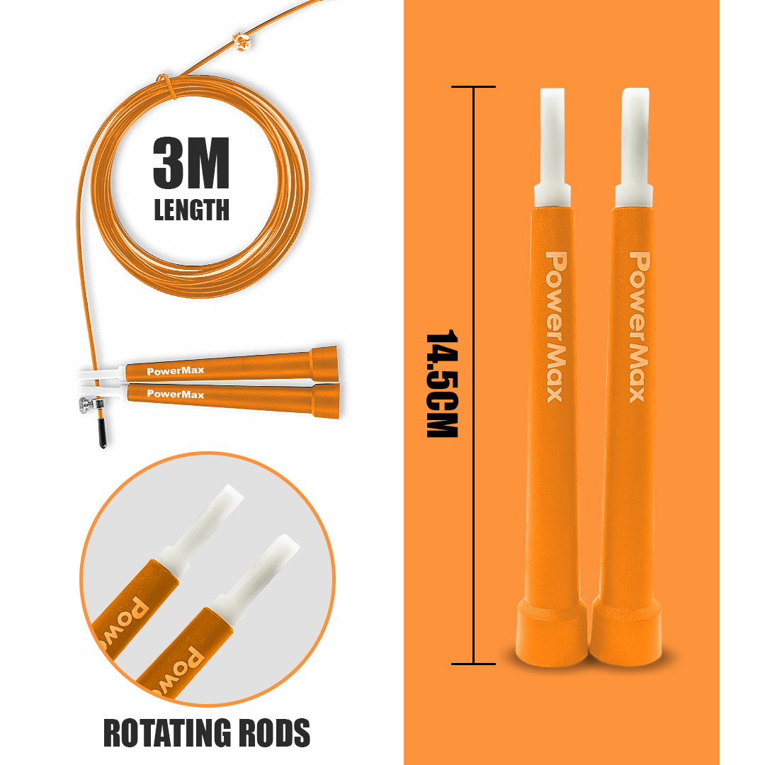 JP-2 (Orange)  Exercise Speed Jump Rope With Adjustable Cable