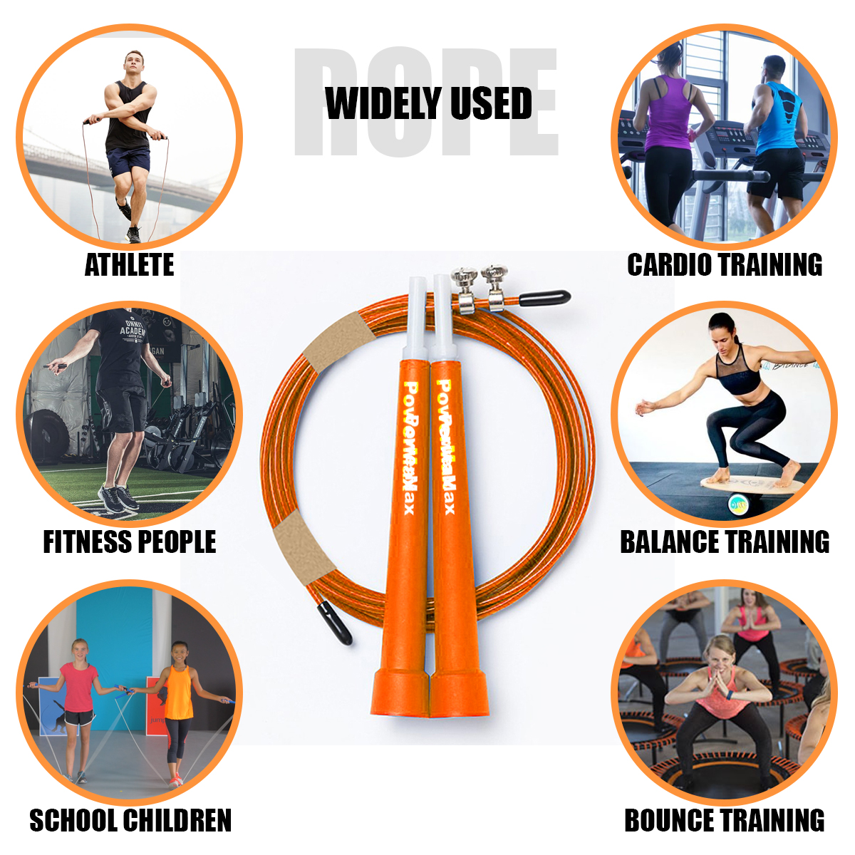 JP-2 (Orange)  Exercise Speed Jump Rope With Adjustable Cable