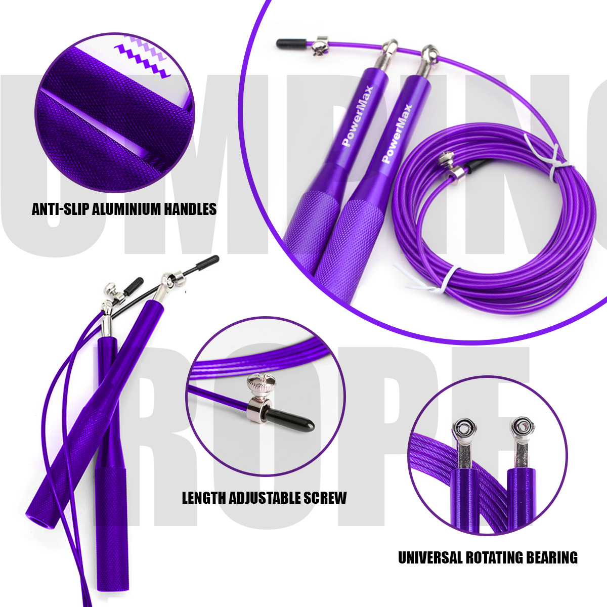  JA-3 (Purple) Exercise Speed Jump Rope With Adjustable Cable