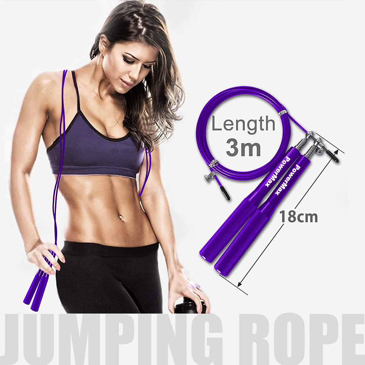  JA-3 (Purple) Exercise Speed Jump Rope With Adjustable Cable