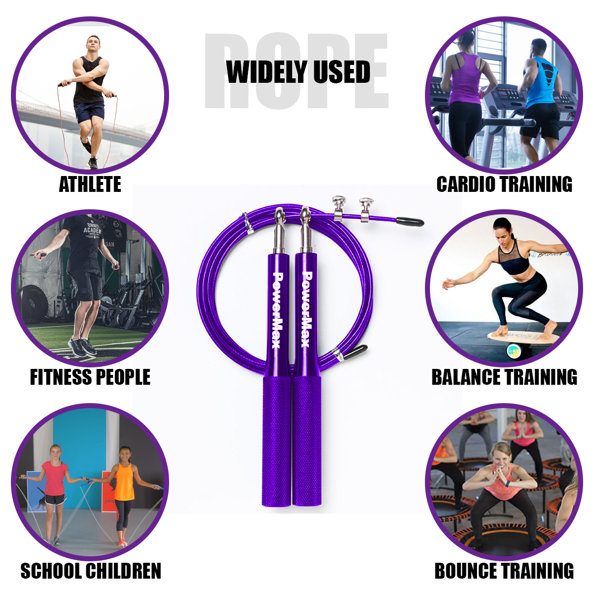  JA-3 (Purple) Exercise Speed Jump Rope With Adjustable Cable