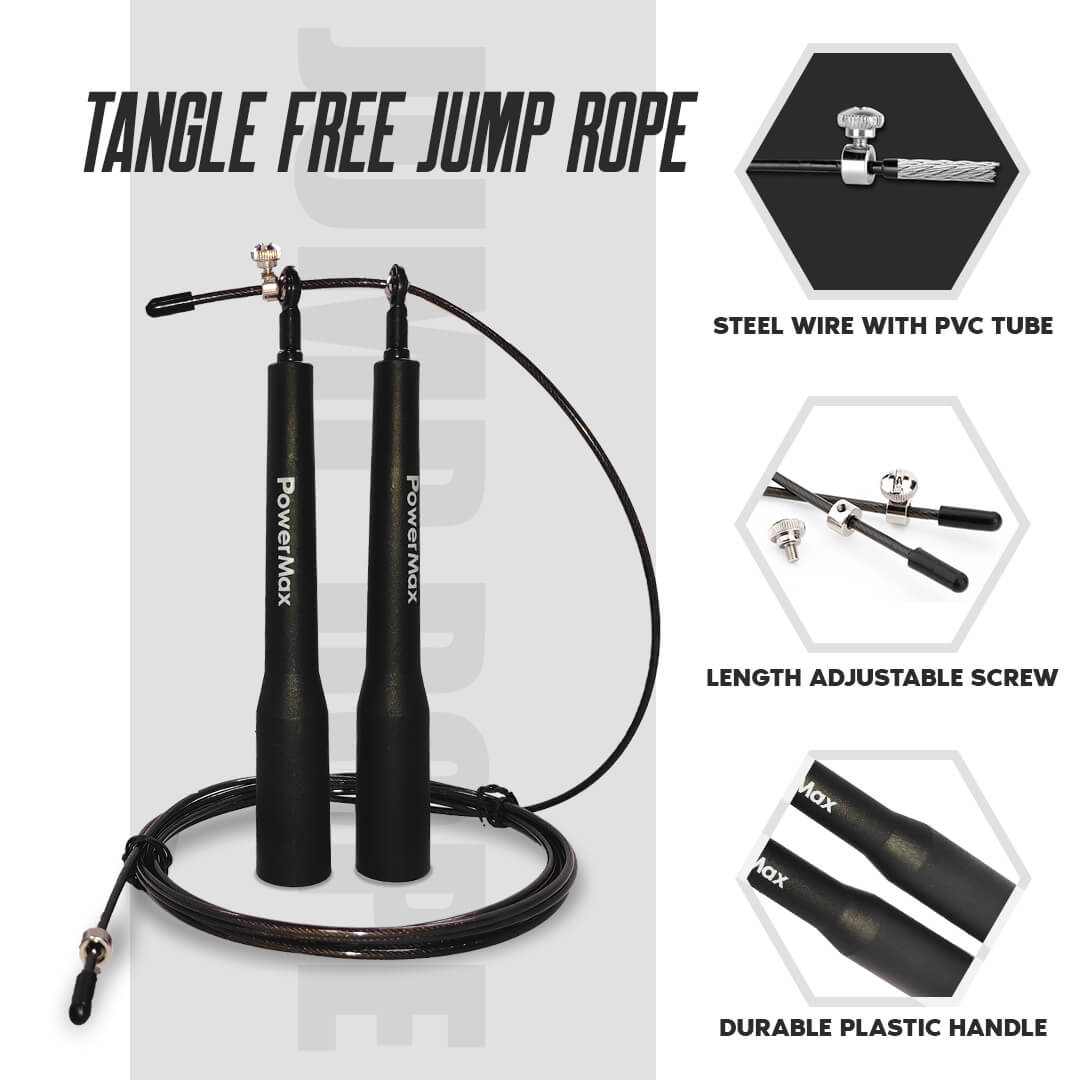  JP-5 (Black) Exercise Speed Jump Rope With Adjustable Cable