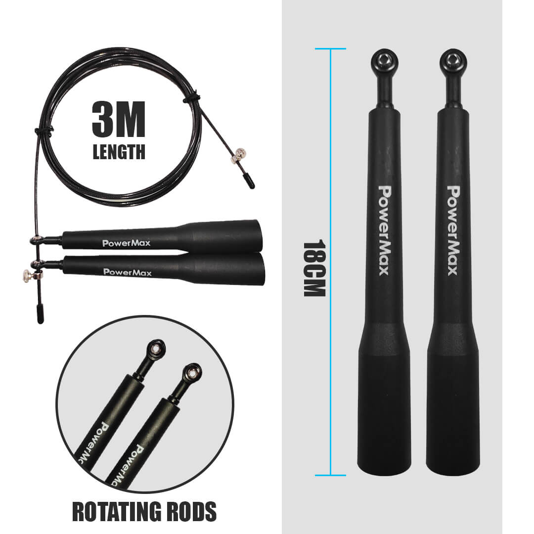  JP-5 (Black) Exercise Speed Jump Rope With Adjustable Cable