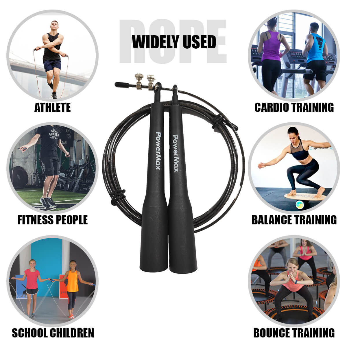  JP-5 (Black) Exercise Speed Jump Rope With Adjustable Cable