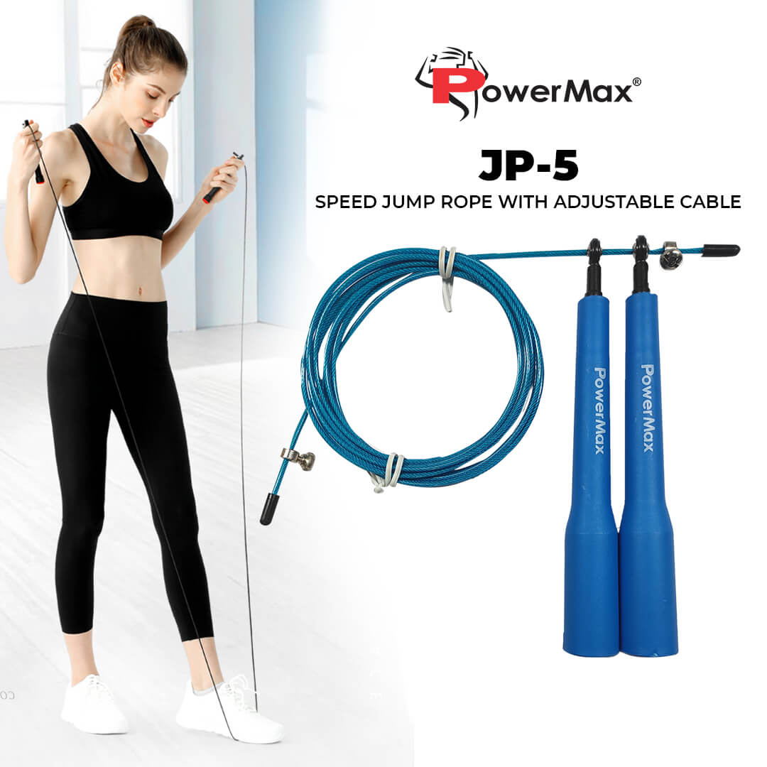 JP-5 (Blue)  Exercise Speed Jump Rope With Adjustable Cable