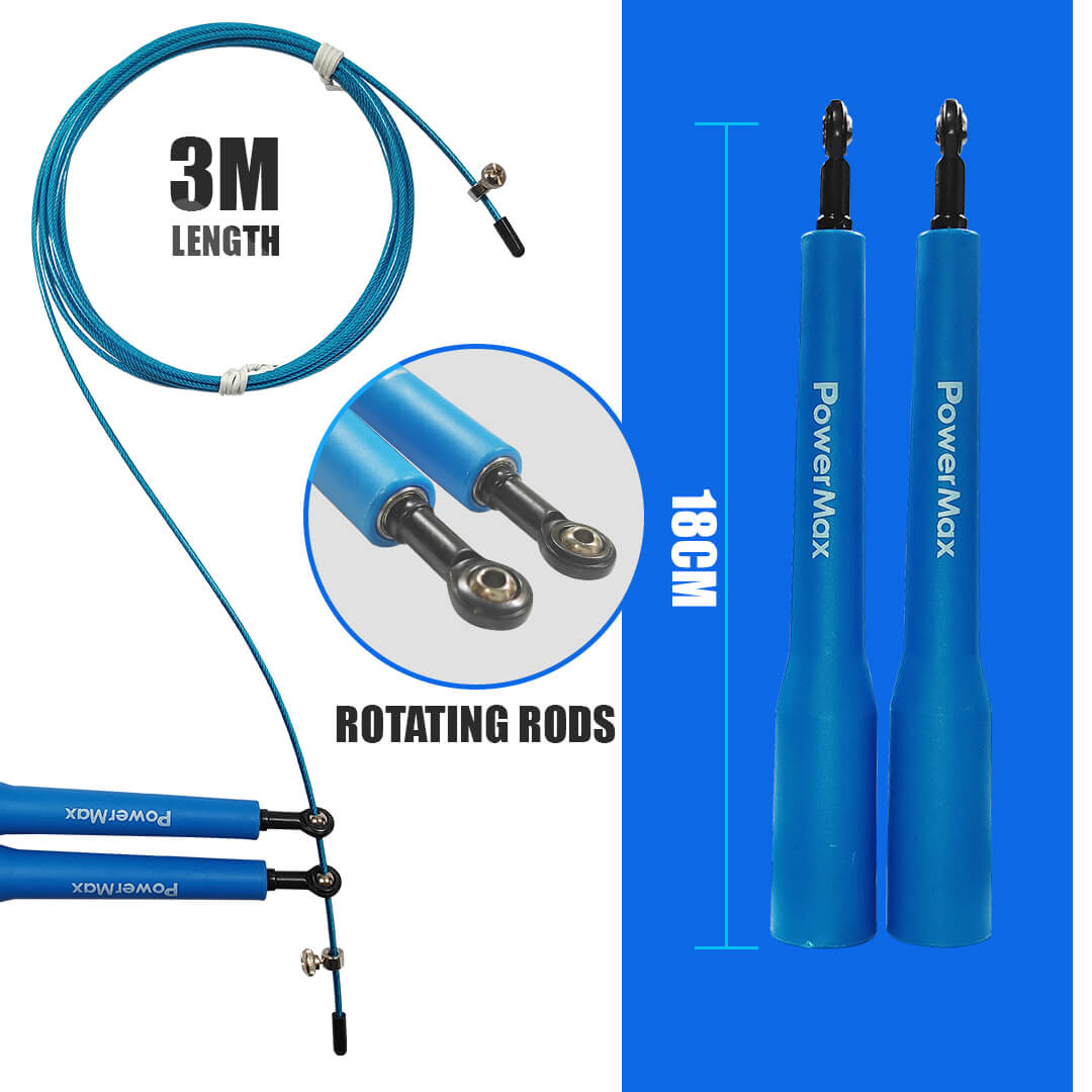 JP-5 (Blue)  Exercise Speed Jump Rope With Adjustable Cable