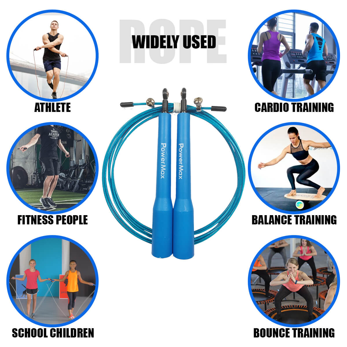 JP-5 (Blue)  Exercise Speed Jump Rope With Adjustable Cable