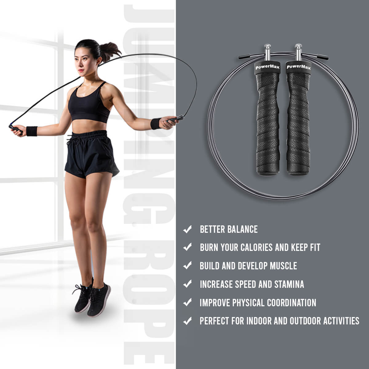 Length Adjustable Skipping Rope Fast Speed Endurance Fitness Sport Gym Training