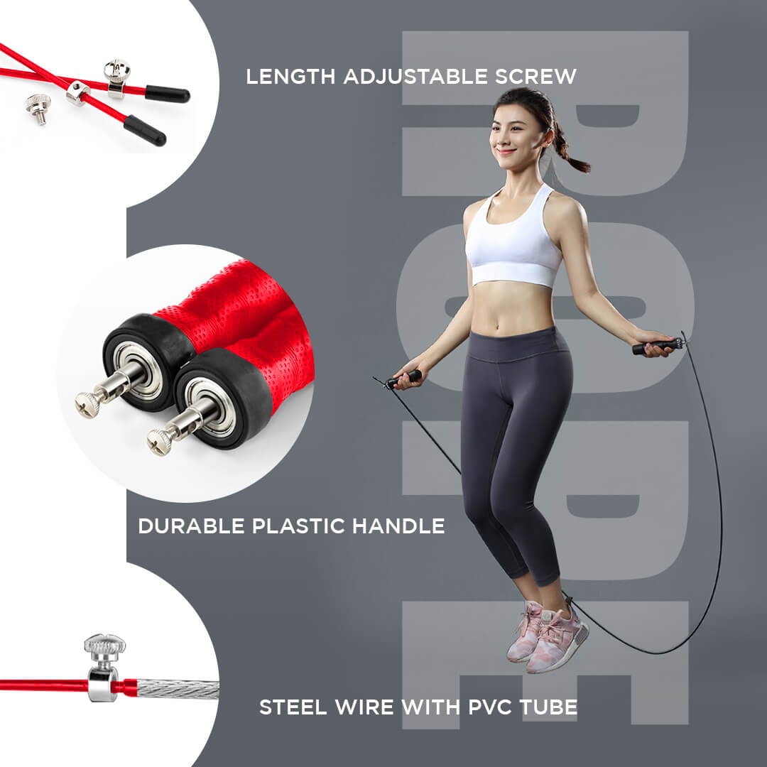  JS-3 (Red) Exercise Speed Jump Rope With Adjustable Cable