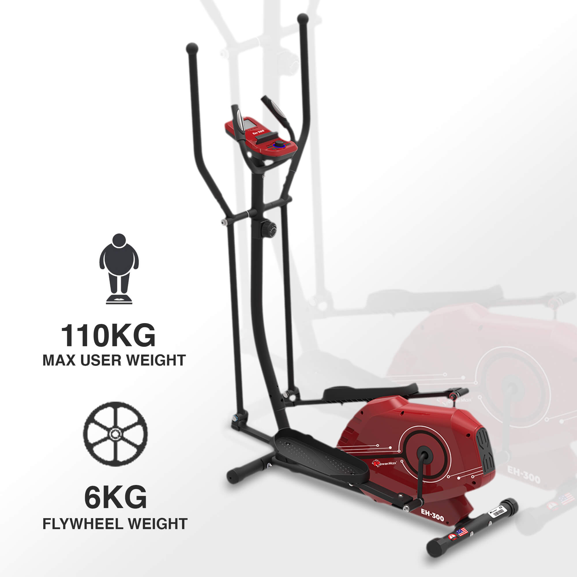 PowerMax Fitness New 2021 EH-300 Elliptical Cross Trainer with Hand Pulse