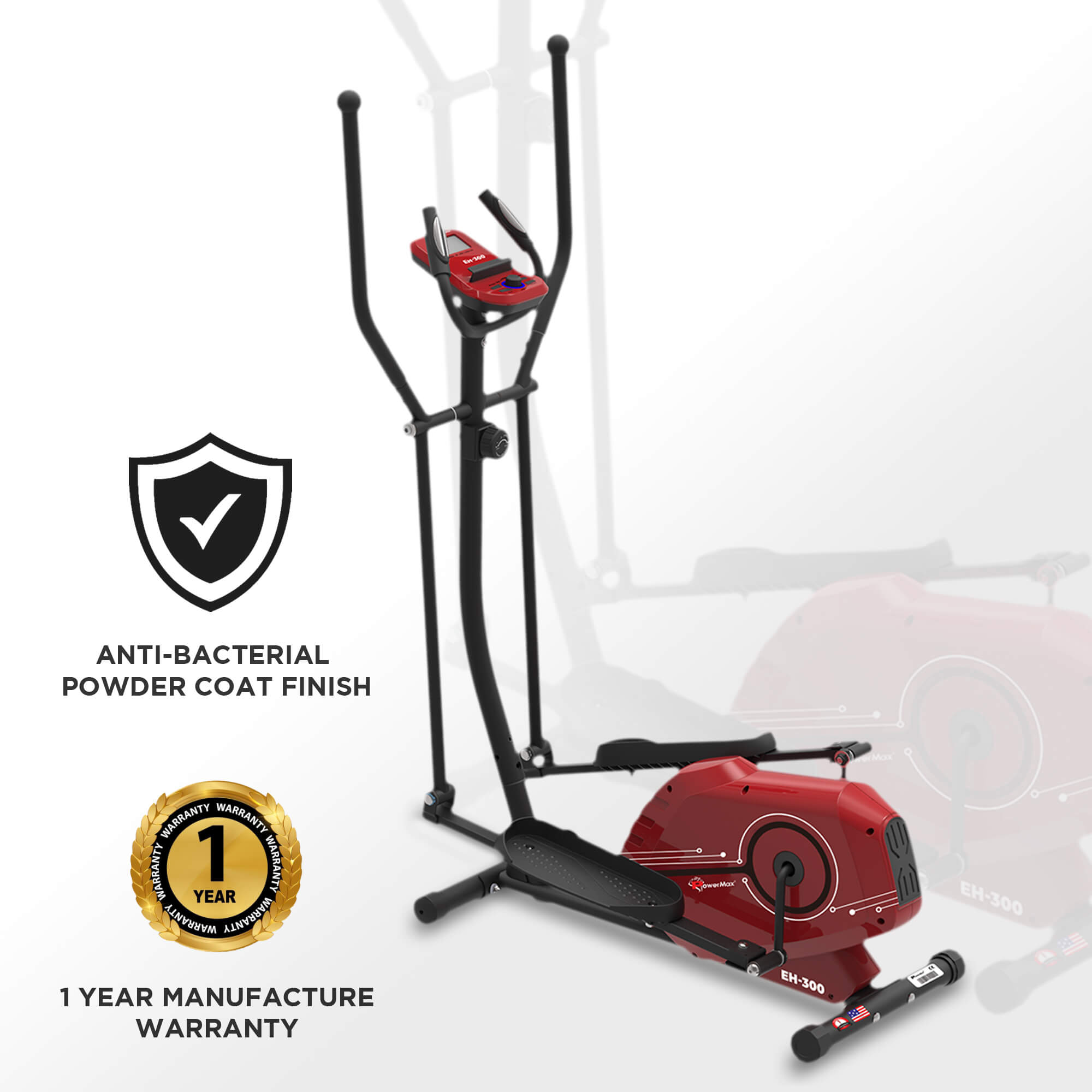 PowerMax Fitness New 2021 EH-300 Elliptical Cross Trainer with Hand Pulse