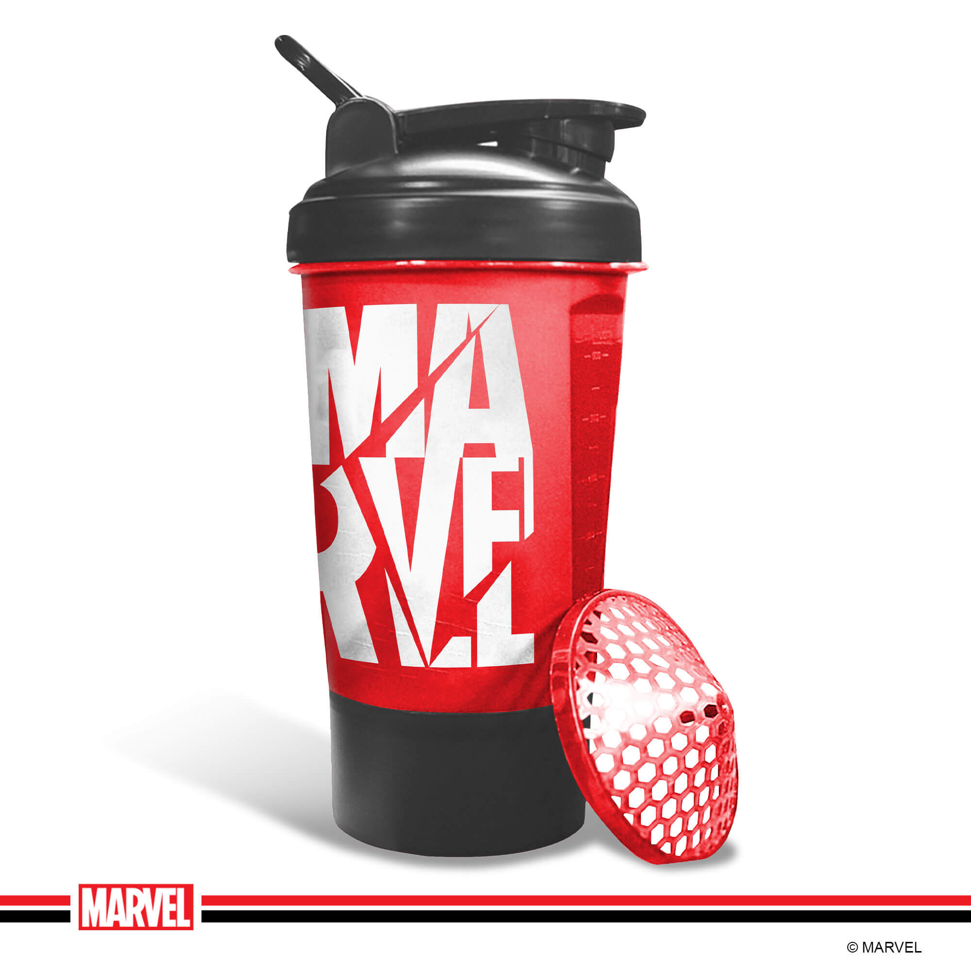 PowerMax x Marvel MSB-6S-M-RED (600ml) Marvel Protein Shaker Bottle with Single Storage