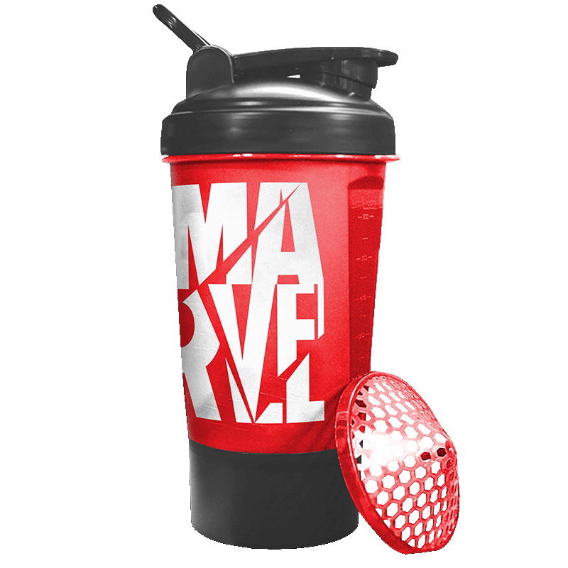 MSB-6S-M-RD (600ml) Marvel Protein Shaker Bottle with Single Storage