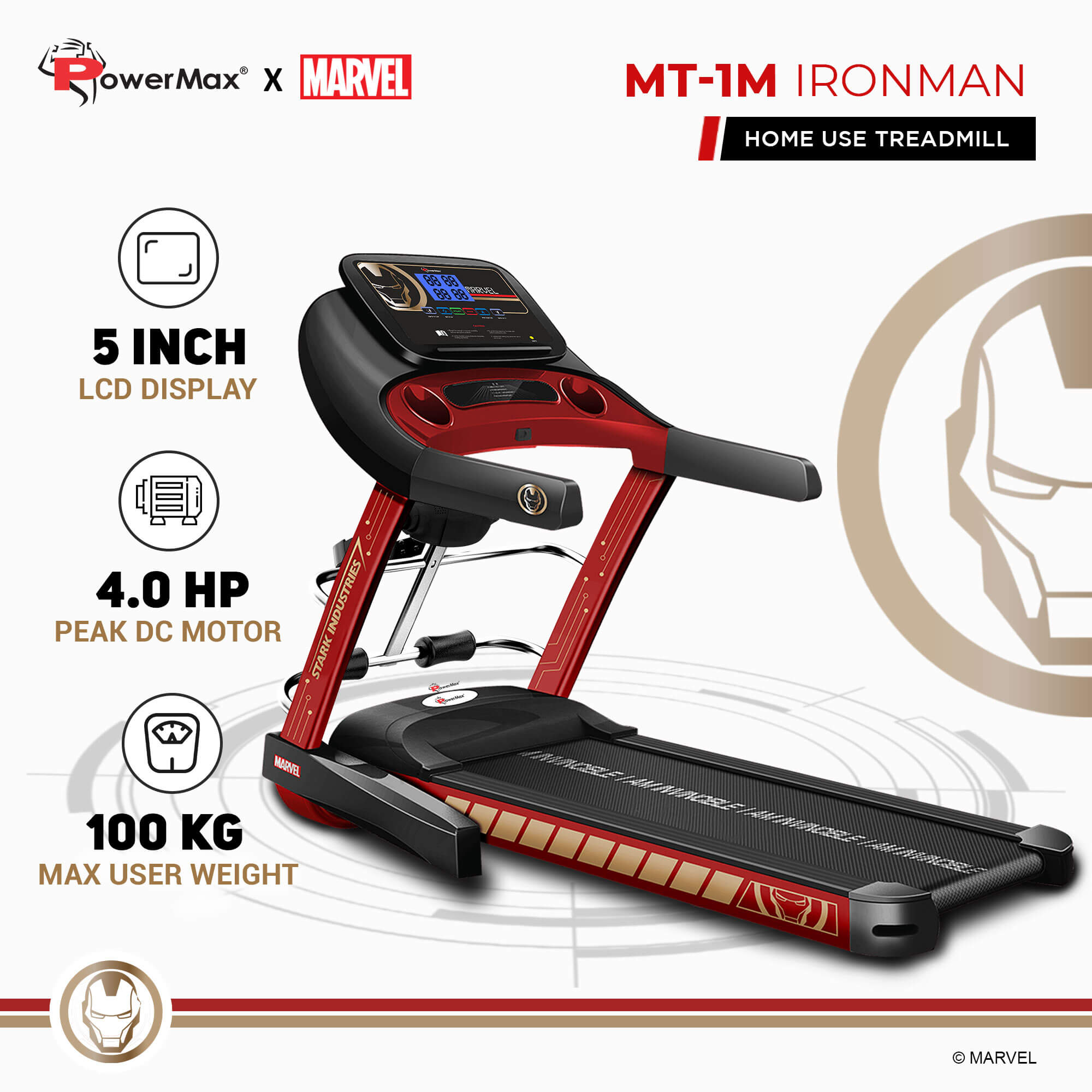 PowerMax X Marvel MT-1M/TD-M1 Motorized Treadmill with Android & iOS Application