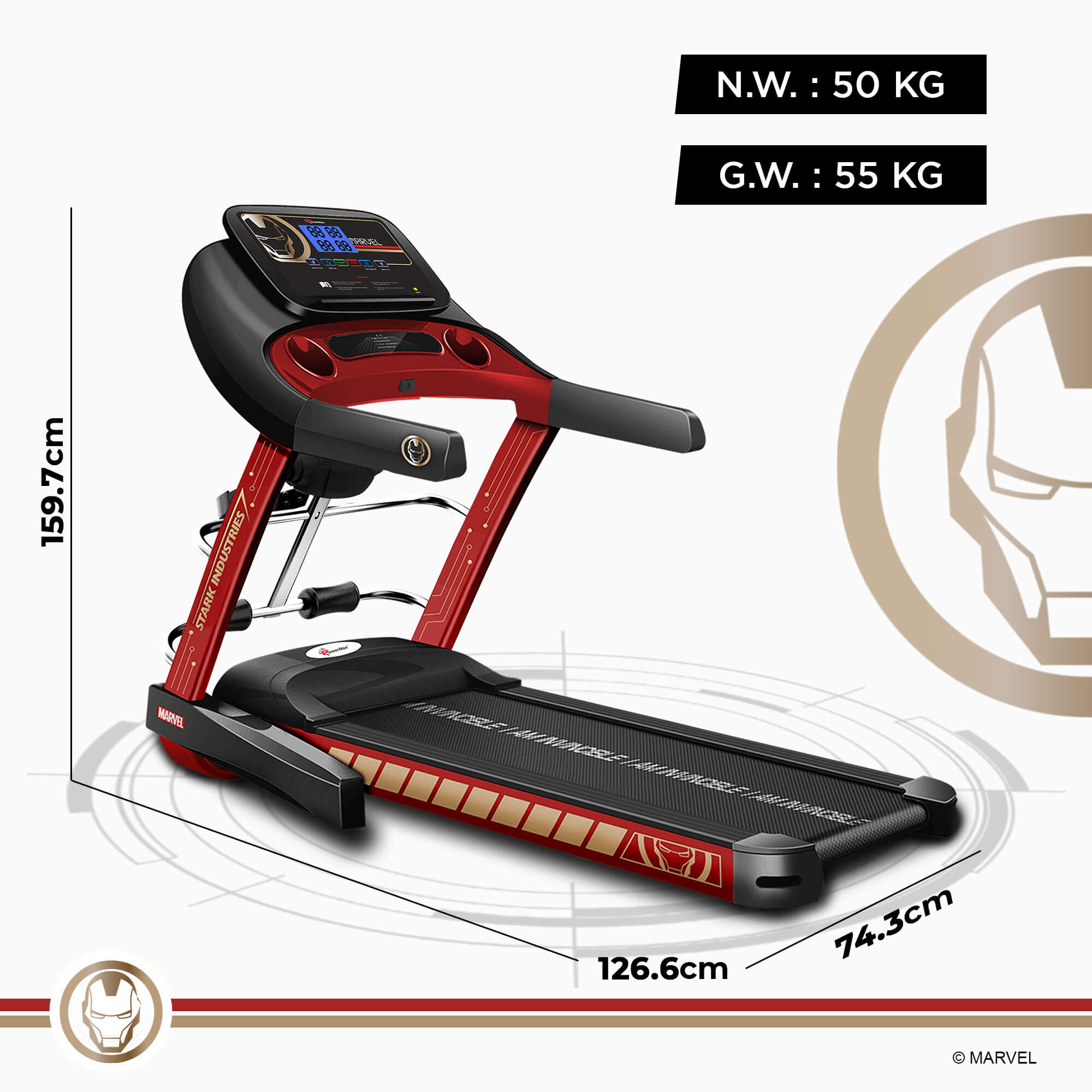 PowerMax X Marvel MT-1M/TD-M1 Motorized Treadmill with Android & iOS Application