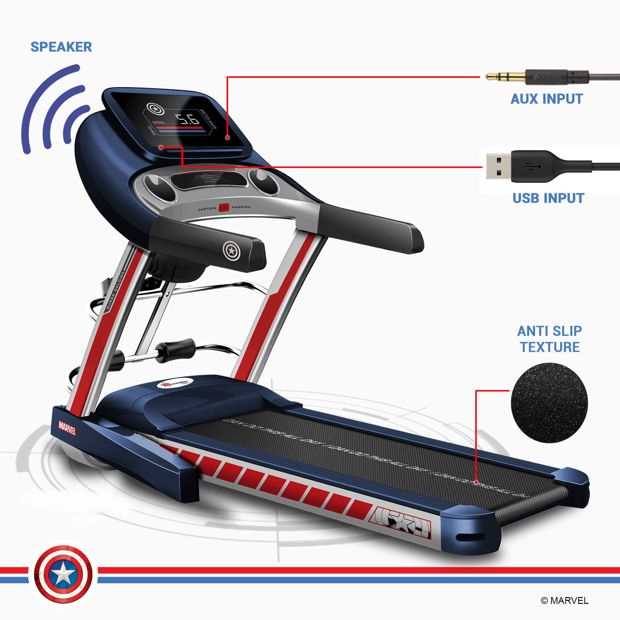 PowerMax X Marvel MT-1A/TD-A1 Motorized Treadmill with Android & iOS Application