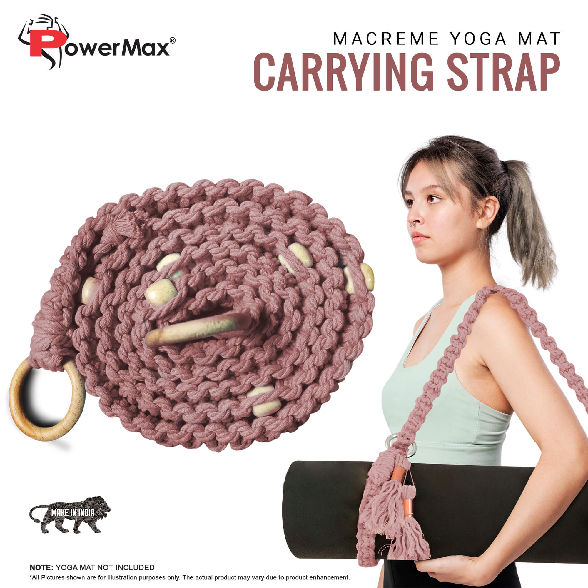 PowerMax Fitness Boho Hand Woven Yoga Mat Carrying Strap for Comfort Ease and Style