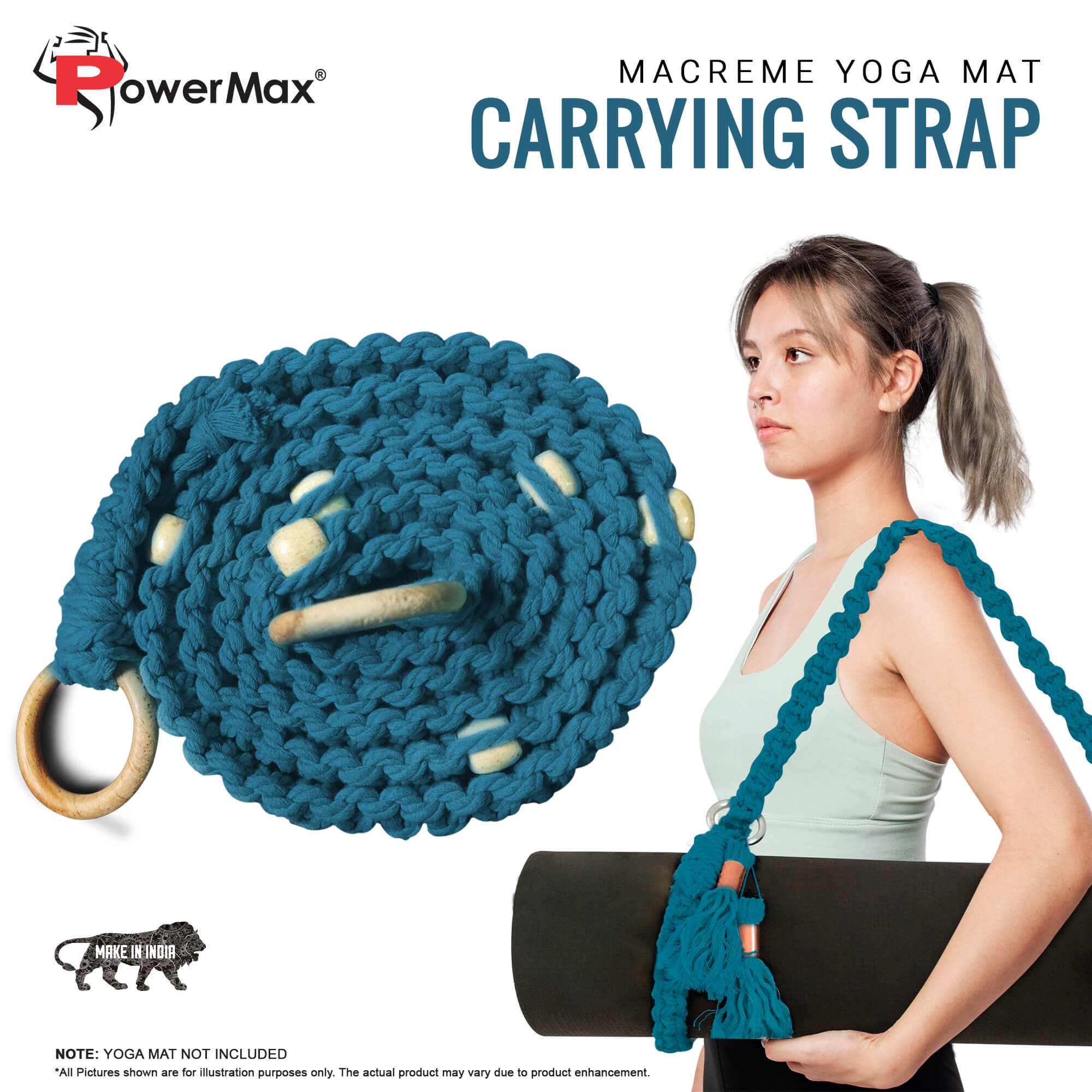PowerMax Fitness Boho Hand Woven Yoga Mat Carrying Strap for Comfort Ease and Style