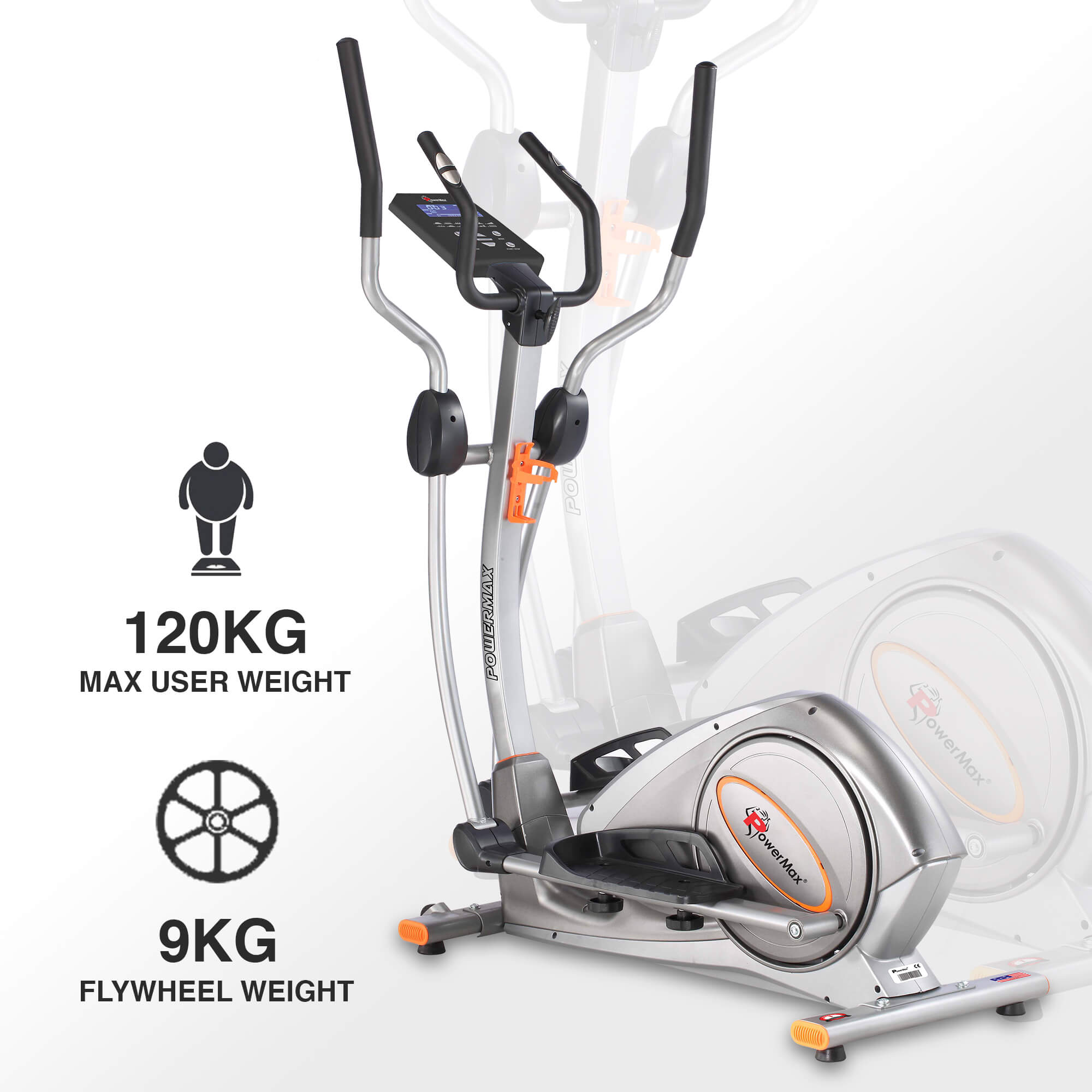 PowerMax Fitness New 2021 EH-750 Elliptical Cross Trainer with Water Bottle Cage