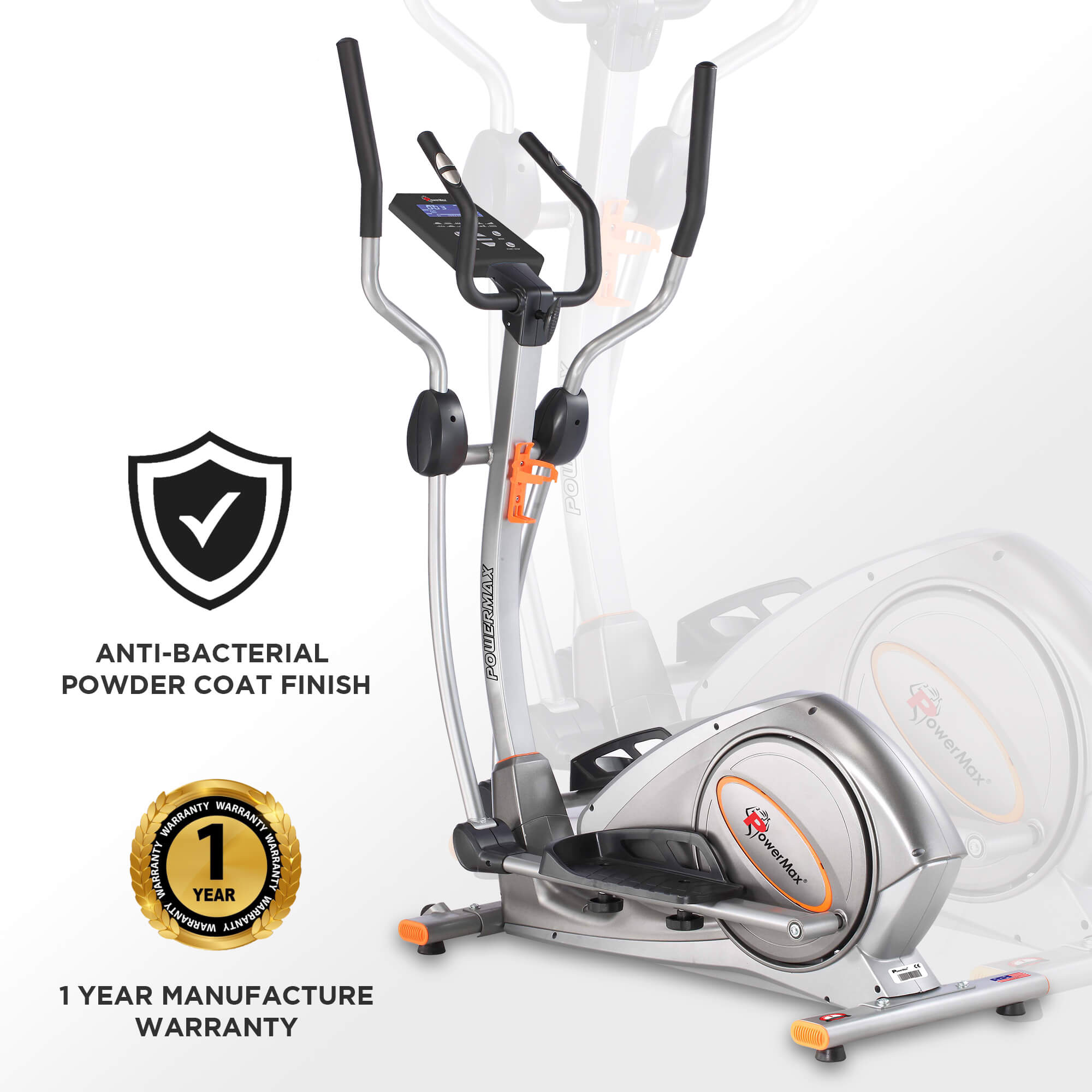 PowerMax Fitness New 2021 EH-750 Elliptical Cross Trainer with Water Bottle Cage