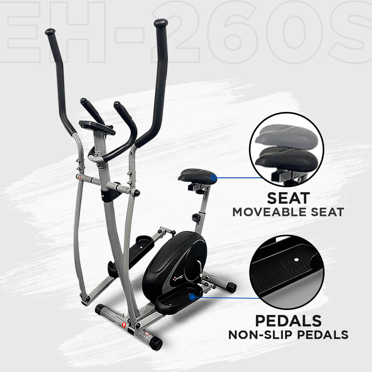 PowerMax Fitness New 2021 EH-260S Elliptical Cross Trainer with Hand Pulse