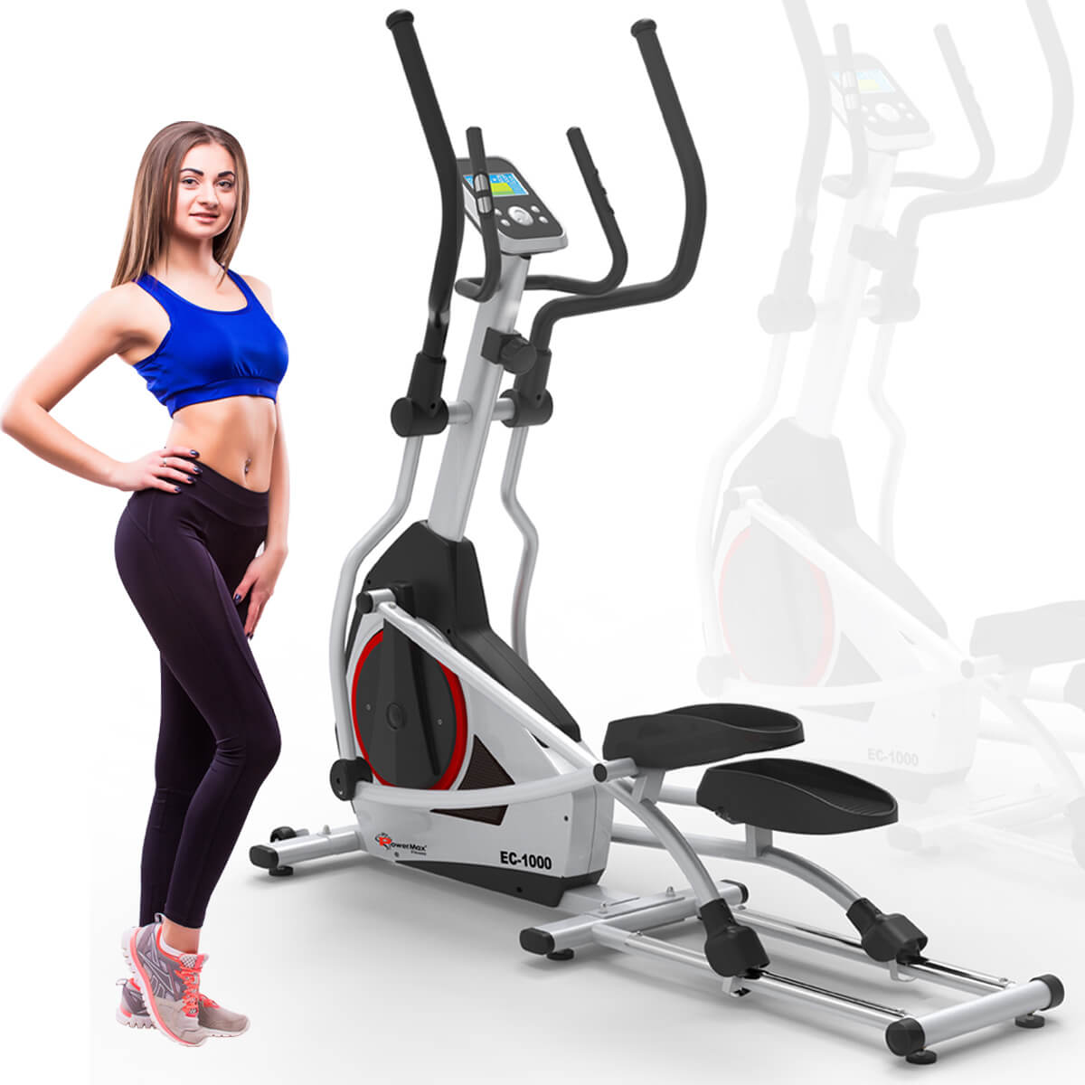 PowerMax Fitness EC-1000 Semi-Commercial Motorized Electric Elliptical Cross Trainer with Magnetic Resistance