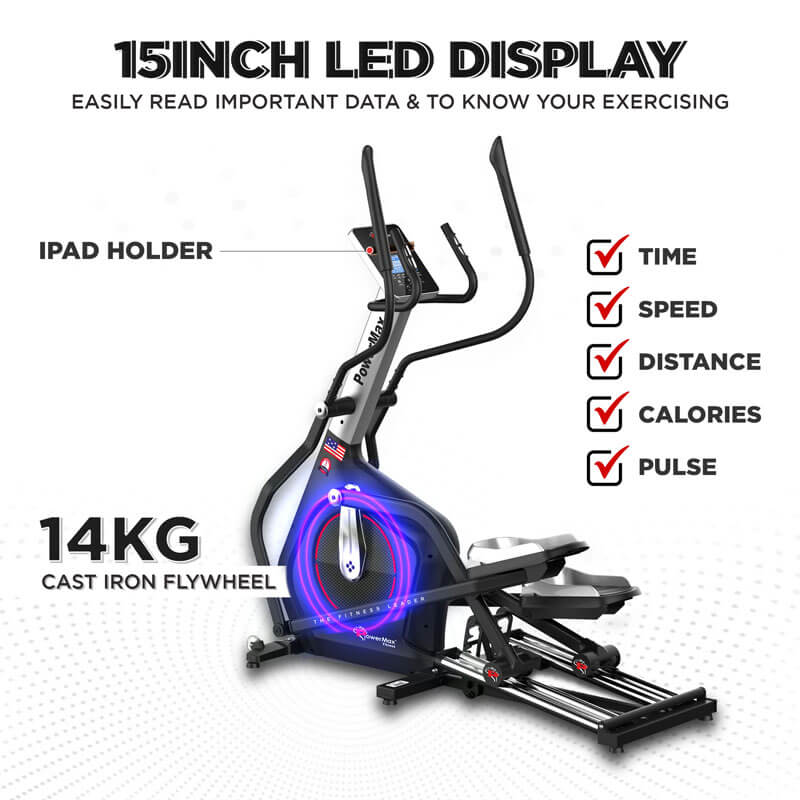 PowerMax Fitness EC-1800 Commercial Elliptical Trainer with Adjustable stride length