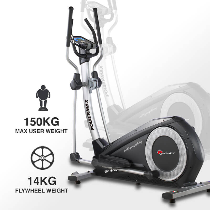 PowerMax Fitness New 2021 EH-850 Elliptical Cross Trainer with Hand Pulse, Water Bottle Cage for Home Use