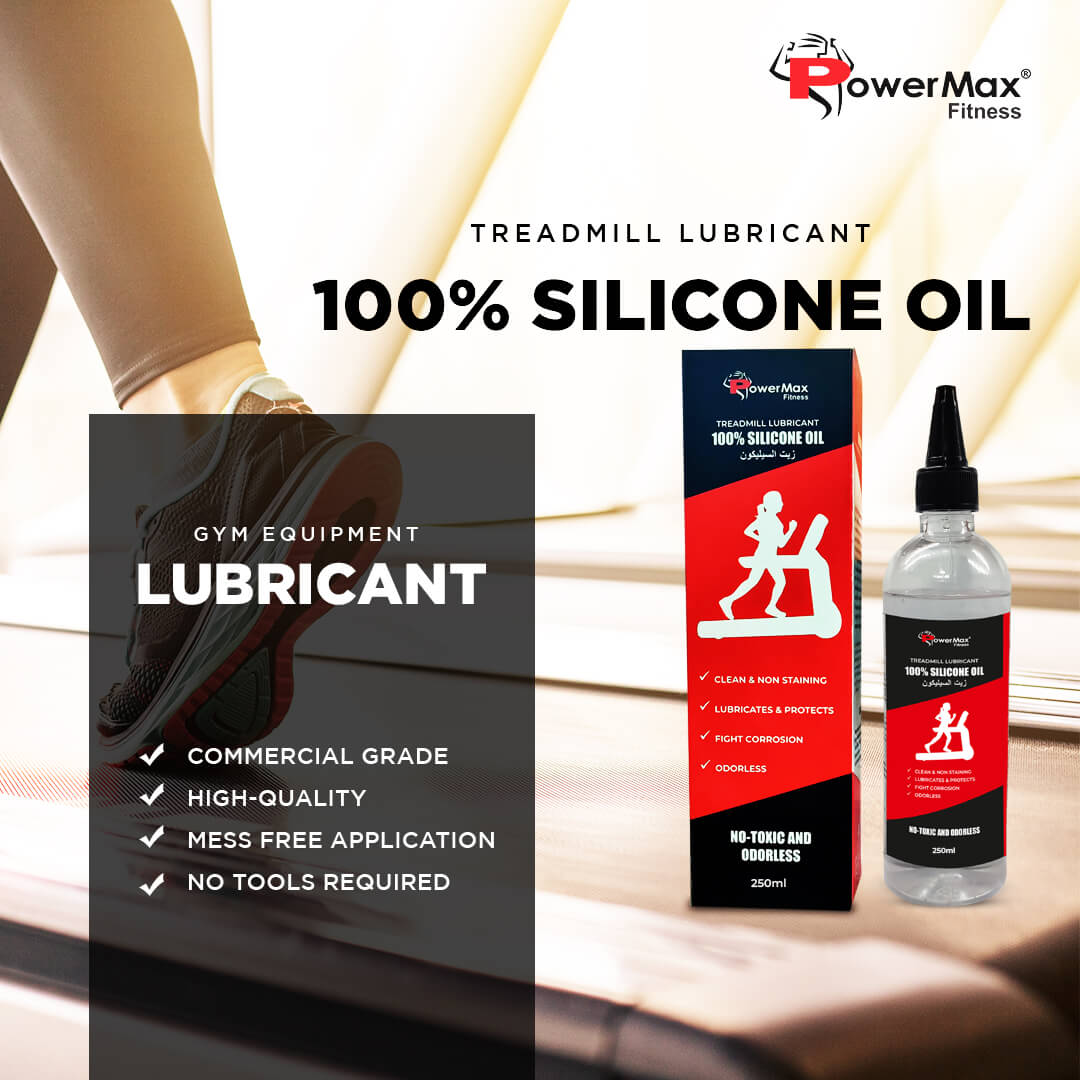 PowerMax Fitness PMS-250 | 100% Silicone Oil | Treadmill Belt Lubricant | Made In India | No Odor | Nozzle cap for easy application | smooth running | Silicone Oil Bottle