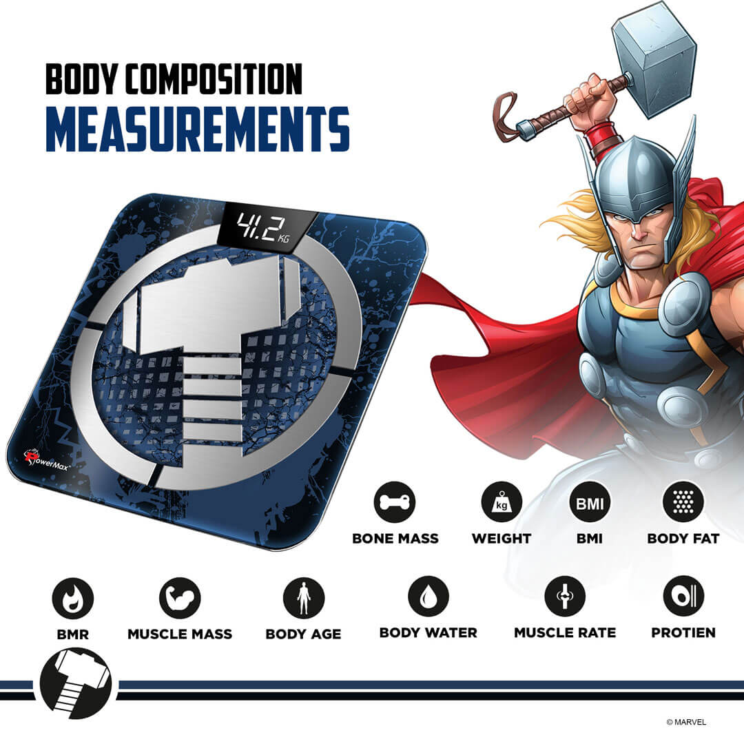 PowerMax X Marvel New Launch BCA-140 Thor Edition Bluetooth Smart Scale