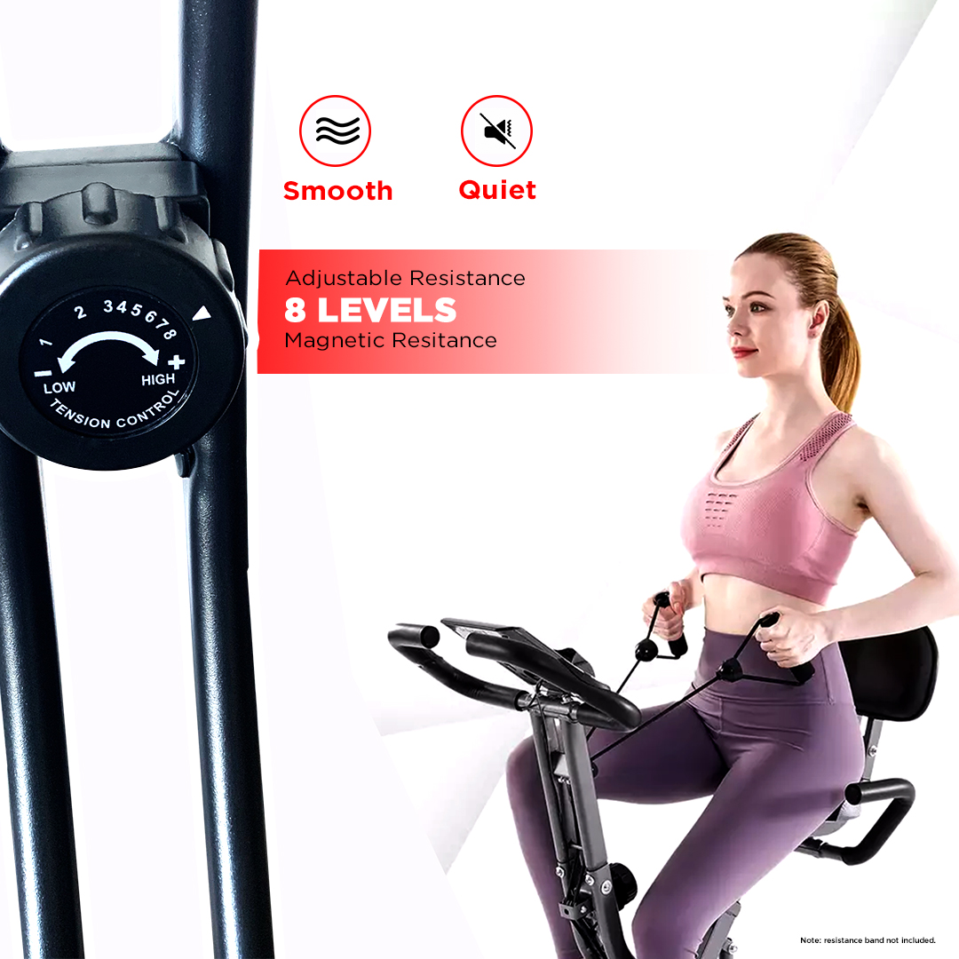 BX-110SX 3 in 1 Foldable Magnetic X Bike with Back Rest and Recumbent Bike