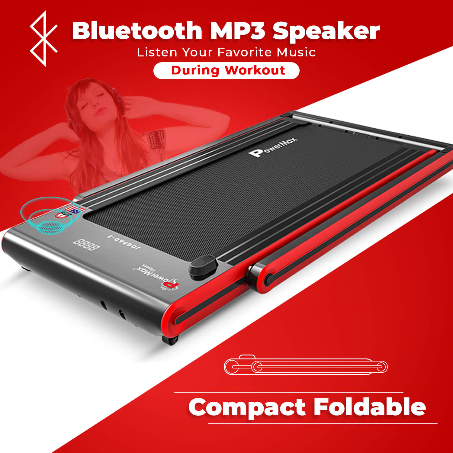 JogPad-2 Dual Display Treadmill with Bluetooth Speaker