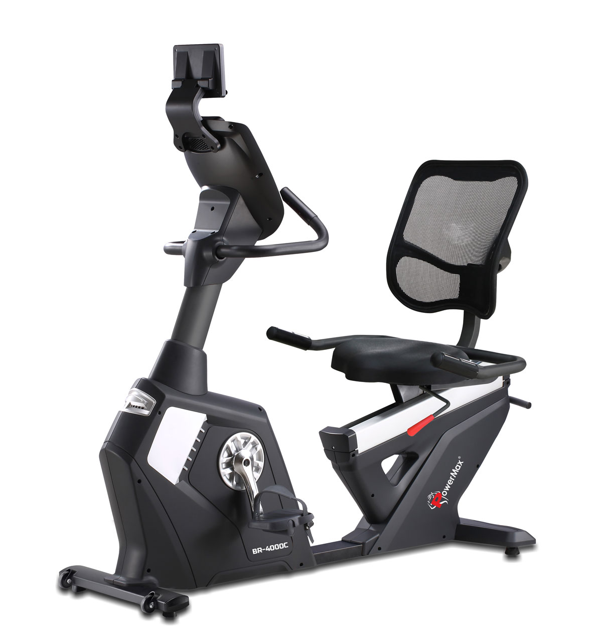PowerMax Fitness BR-4000C Commercial Recumbent Exercise Bike with iPad holder