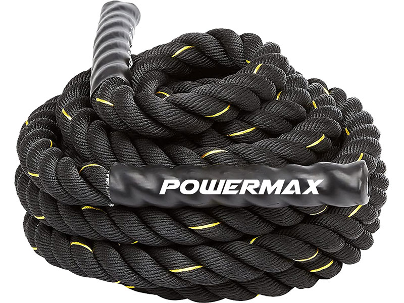 PowerMax Fitness RB-9M Gym Battle Rope with Protective Hand Grip for  Strenghth Training Exercise and Home Gym Workout