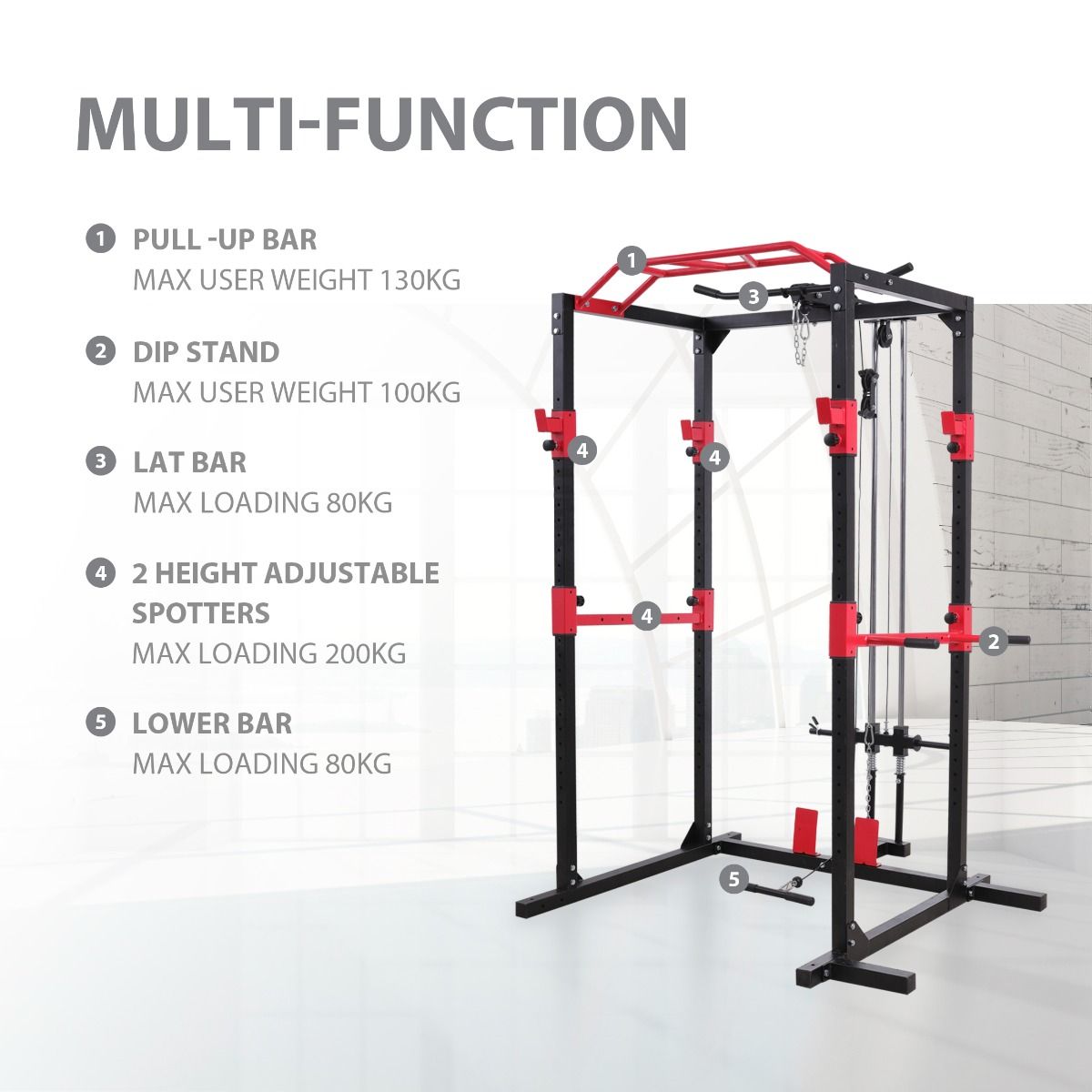 PowerMax Fitness PR-500 Multi-Functional Power Rack